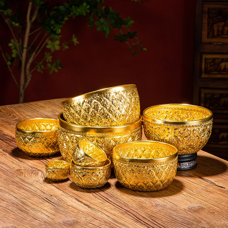 Golden Aluminum Bowl, stainless steel bowl, Thai restaurant, club house, cutlery, silver bowl, Thai dessert bowl, bubble, salad bowl, Songkran Water Bowl ราคา 49 บาท*ส่งฟรี
