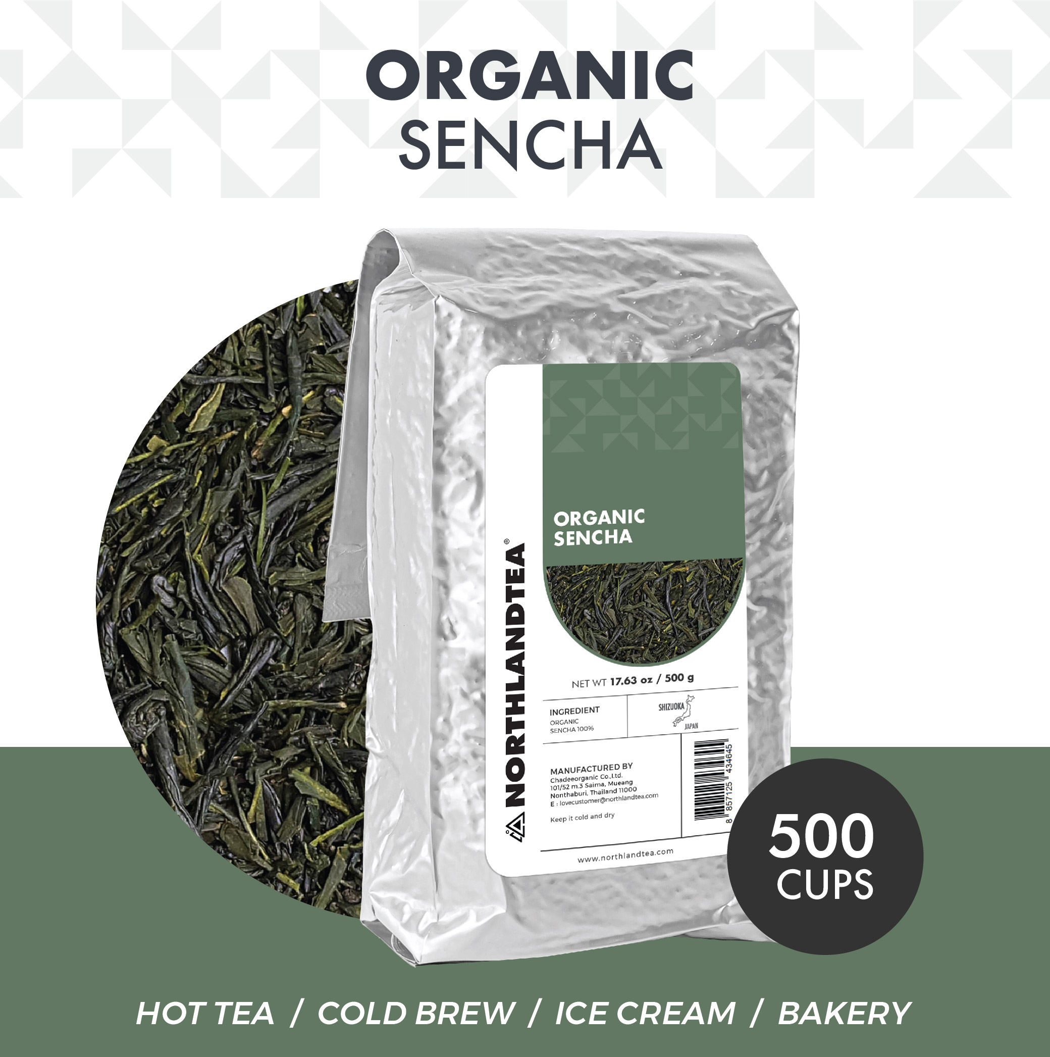 Organic Sencha 500g from Shizuoka, Japan - Authentic japan - HOT TEA / ICED TEA / COLD BREW / ICE-CREM / BAKERY and etc. - Nortlandtea ราคา 3,200 บาท*ส่งฟรี