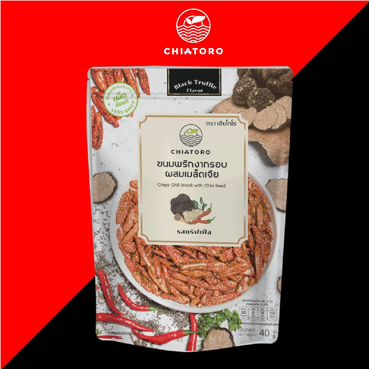 Crispy Chili Pepper Mixed with Chia Seeds, Truffle Mushroom Flavor, 40 Grams, Chiatoro (Chia Tero) ราคา 69 บาท*ส่งฟรี