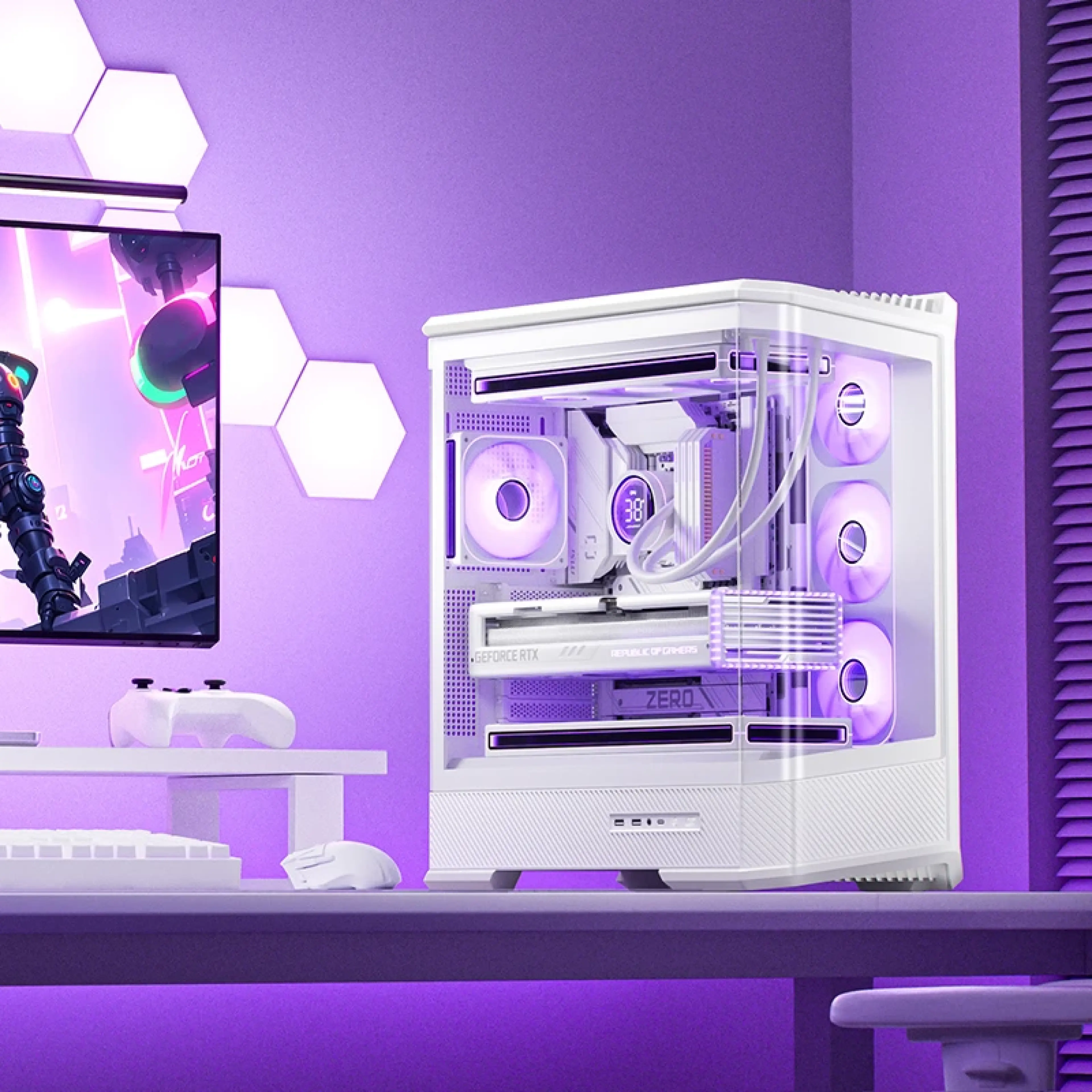 Case Jonsbo D400 White Atx Computer Case, Fish Tank Style, Tempered Glass