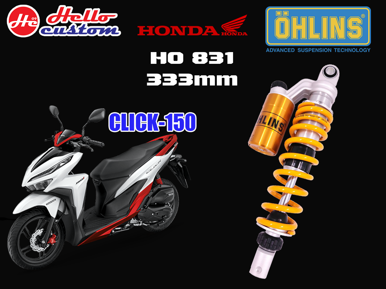 OHLINS HO831 Honda Click i 150 (333 mm) 2018-2022 Allnew Click 160 ราคา 13,990 บาท*ส่งฟรี