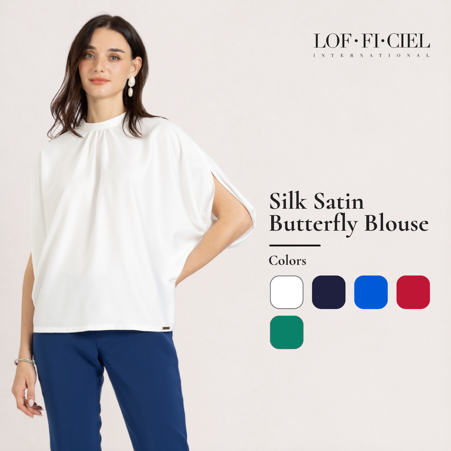 Lof-Fi-Ciel Woman's Blouse Silk Satin Women's Shirt, Silk Satin, Loose Fit, No Sleeves. ราคา 1,990 บาท*ส่งฟรี