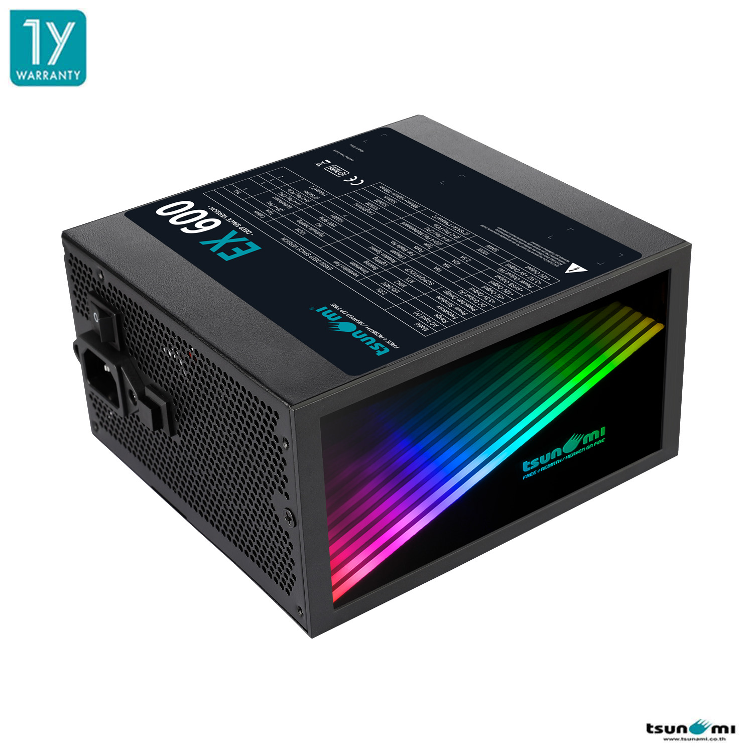 อุปกรณ์จ่ายไฟ Tsunami EX600 DeepSpace Version 600W Power Supply รับประกันสินค้า 1 ปี ราคา 990 บาท*ส่งฟรี
