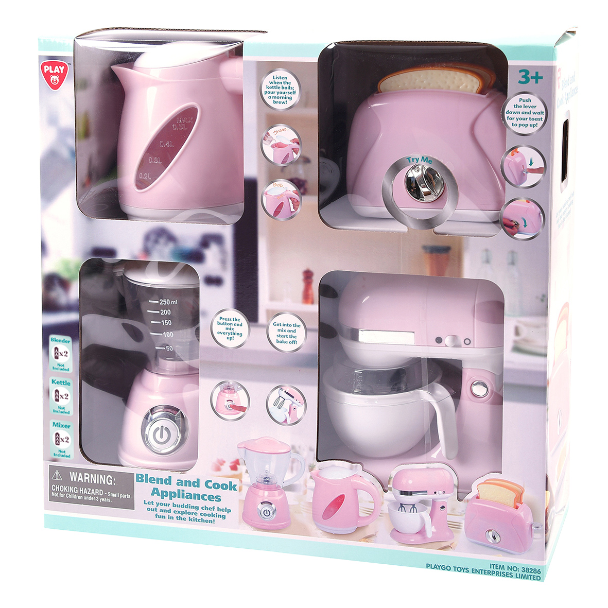 Playgotoys ของเล่นเสริมพัฒนาการ เซ็ตเครืองครัวสีชมพู(กาต้มน้ำ, เครื่องปั่น, เครื่องผสมแป้ง, เครื่องปิ้งขนมปัง)(38286) ราคา 1,699 บาท*ส่งฟรี