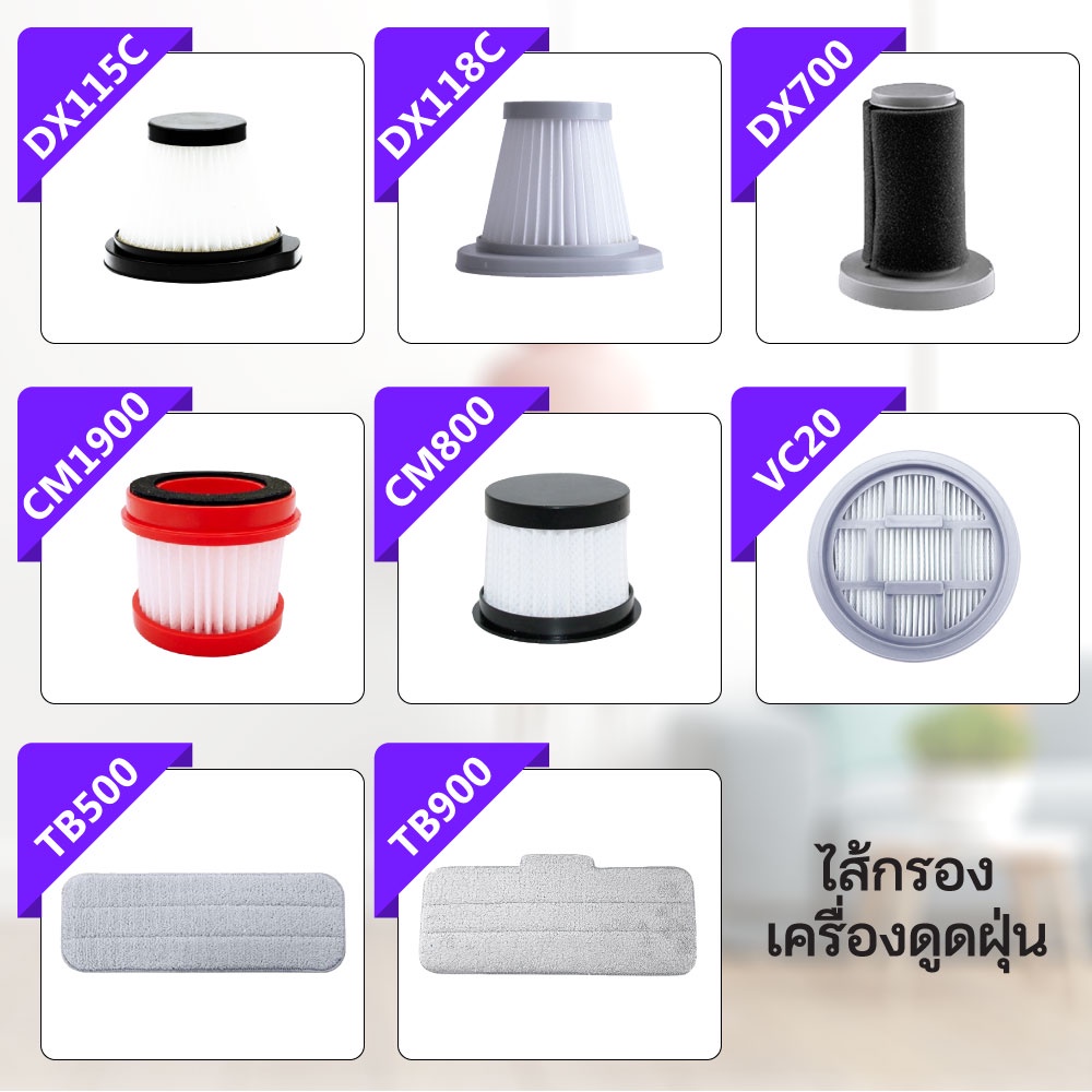 Xiaomi Deerma ไส้กรองเครื่องดูดฝุ่น ฟิลเตอร์กรองฝุ่น รุ่น CM800, DX115C, DX118C, DX700, CM1900, VC20, VC21, TB500, TB900