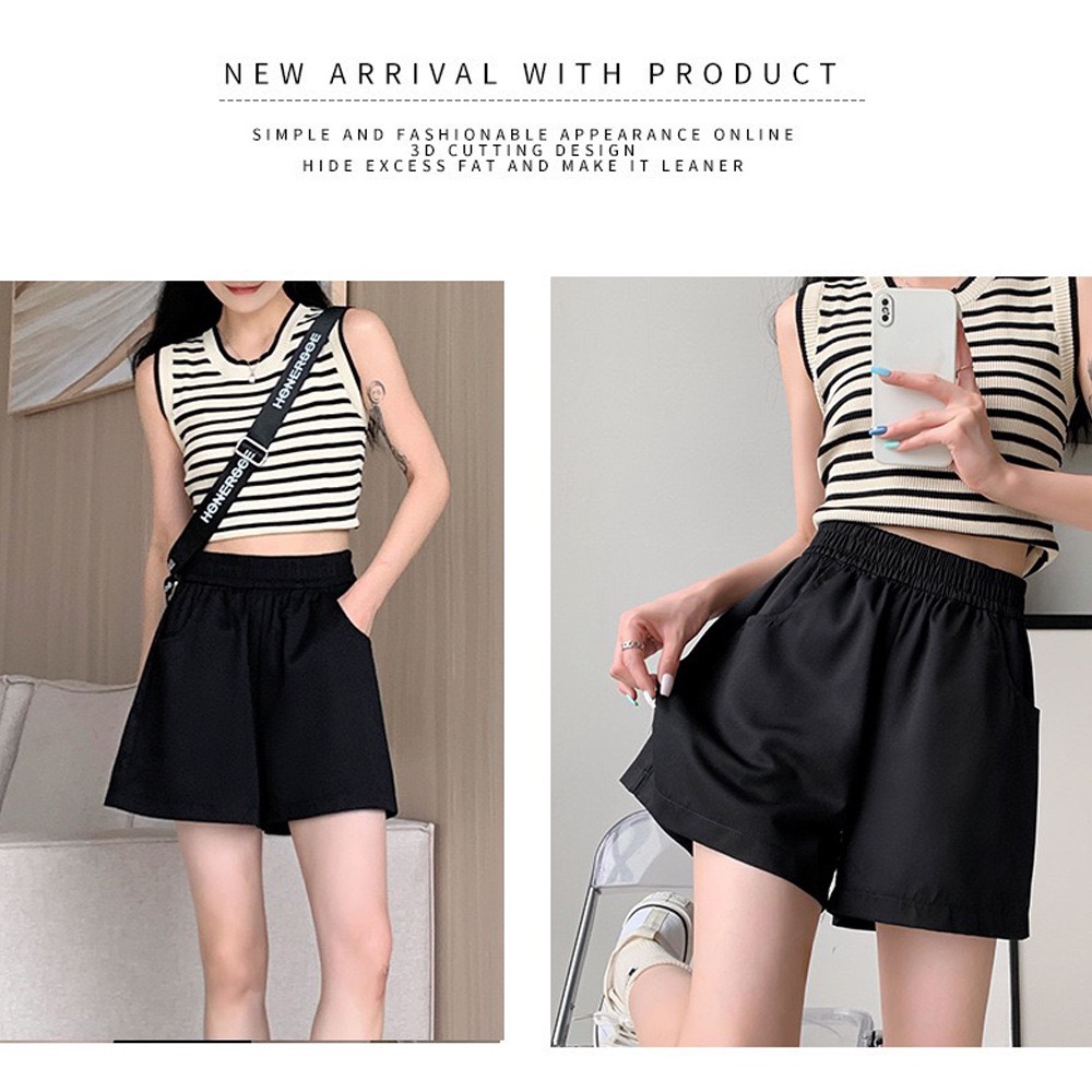 PX กางเกงแฟชั่น กางเกงขาสั้นผู้หญิง กางเกงลำลอง ผ้าคอตตอน เอวยางยืด กระเป๋า 2 ข้าง สไตล์เกาหลี สีครีม สีเบส สีชมพู สีเขียว สีดำ Lady Girl Clothing ราคา 78 บาท*ส่งฟรี