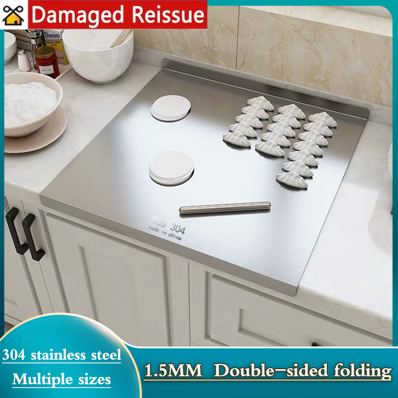 304 Stainless Steel 2-sided Folding Cutting Board, Kneading Surface Cutting Board, Kitchen Cutting Board, Double-sided Household Large Occupancy Board, Customized Size Panel Bracket ราคา 797 บาท*ส่งฟรี
