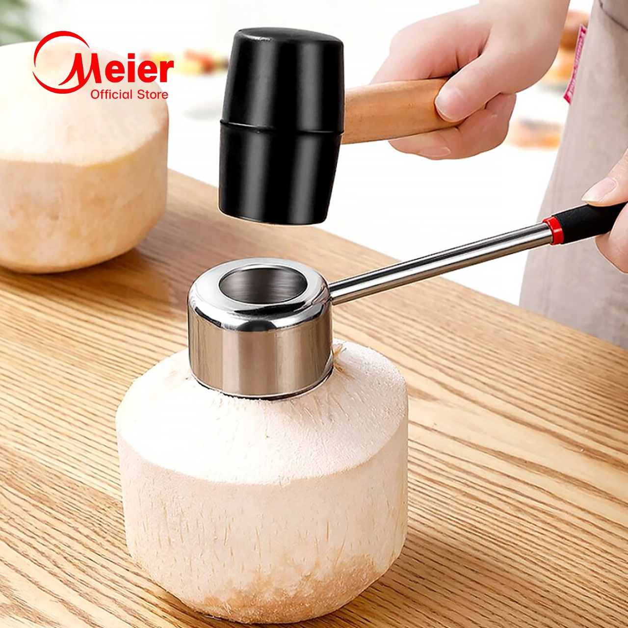 ที่เปิดมะพร้าว ที่เจาะมะพร้าว อุปกรณ์เปิดมะพร้าว เครื่องผ่ามะพร้าวสแตนเลส ผ่า เจาะ มะพร้าว coconut opener ทำจากสแตนเลส พร้อมค้อนทุบ Simple Kitchenware ราคา 155 บาท*ส่งฟรี