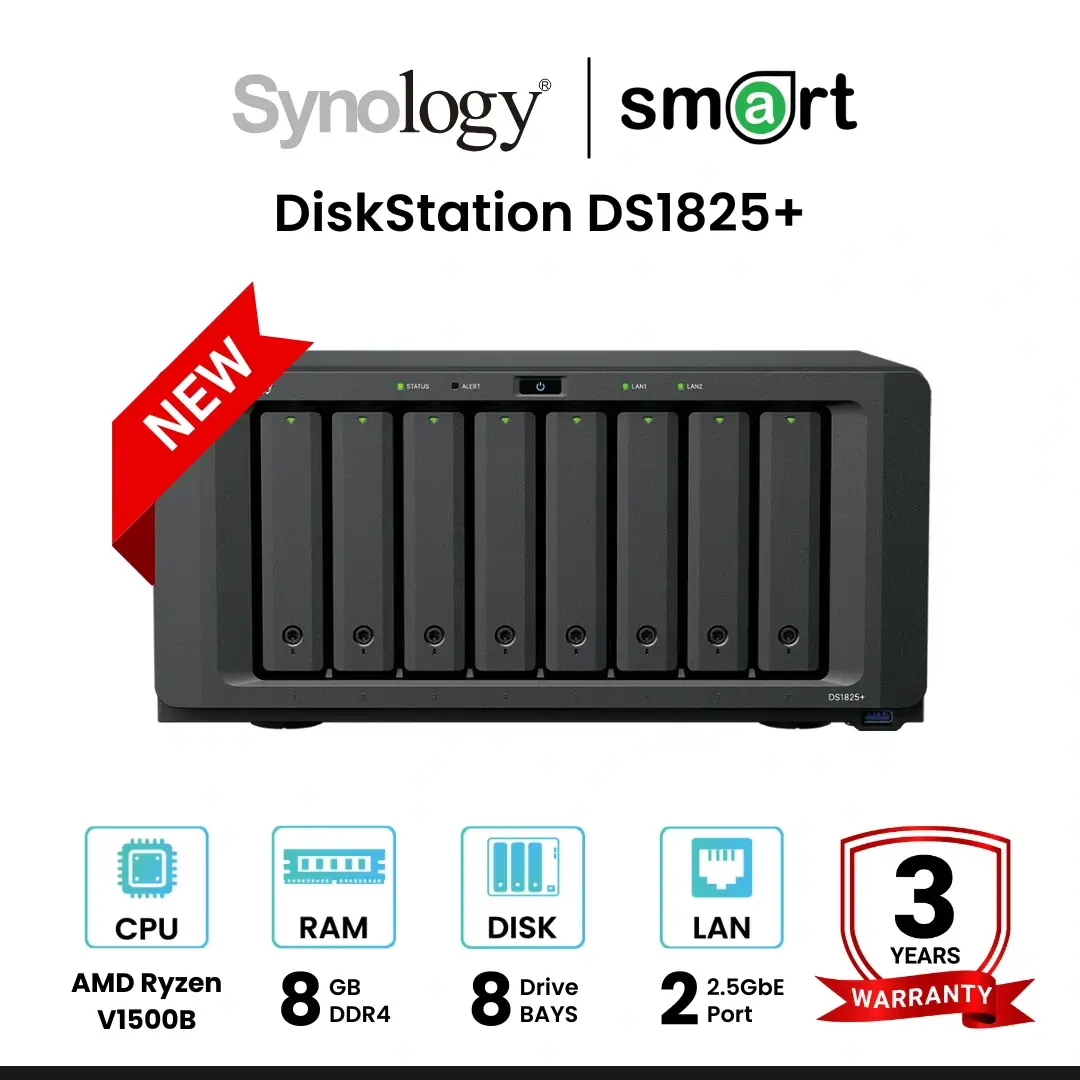 Synology Diskstation Ds1825+ 8-Bay Nas Network Attached Storage Device ราคา 56,500 บาท*ส่งฟรี