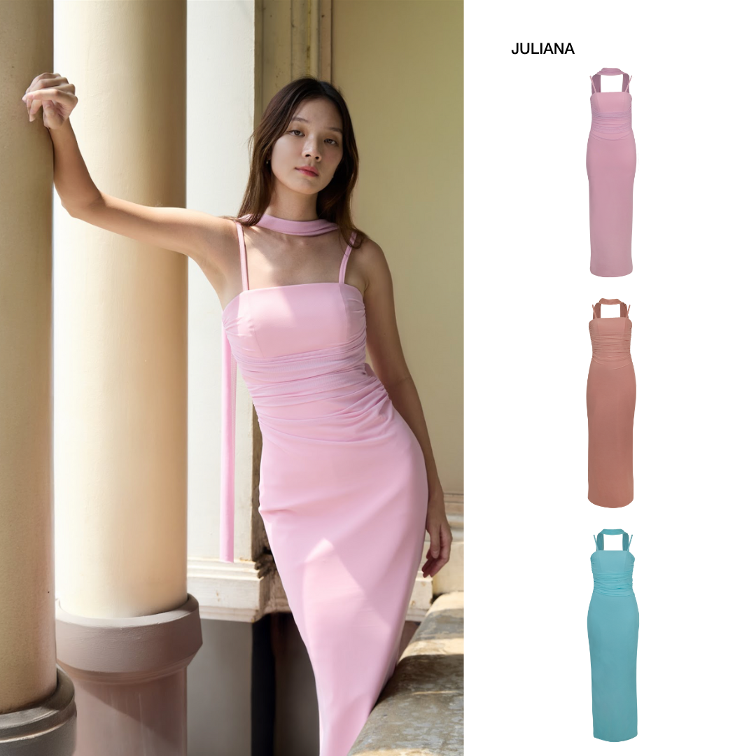 PETCHPLOY - Juliana Dress เดรสสายเดี่ยวผ้าตาข่ายซ้อน2ชั้น ดีเทลจีบย่นทั้งตัว ผ่าข้างเพิ่มความเซ็กซี่ใส่แล้วผอม มีบราในตัว ชุดเดรสยาว ชุดออกงาน เดรสผู้หญิง เดรสออกงาน ราคา 2,990 บาท*ส่งฟรี