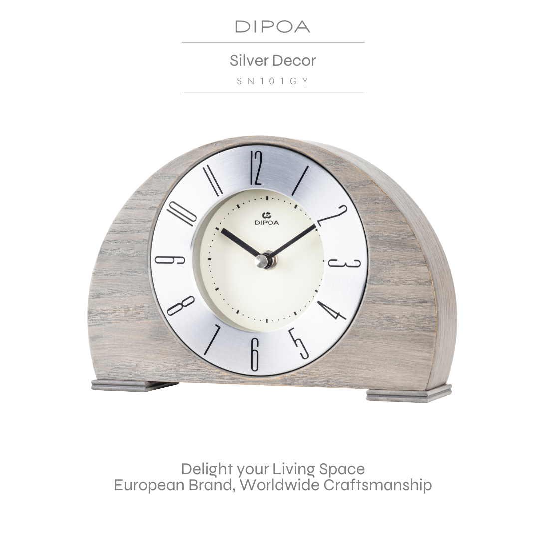 Dipoa Silver Decor (Sn101Gy) Wooden Table Clock, Simple and Elegant Design. ราคา 3,900 บาท*ส่งฟรี