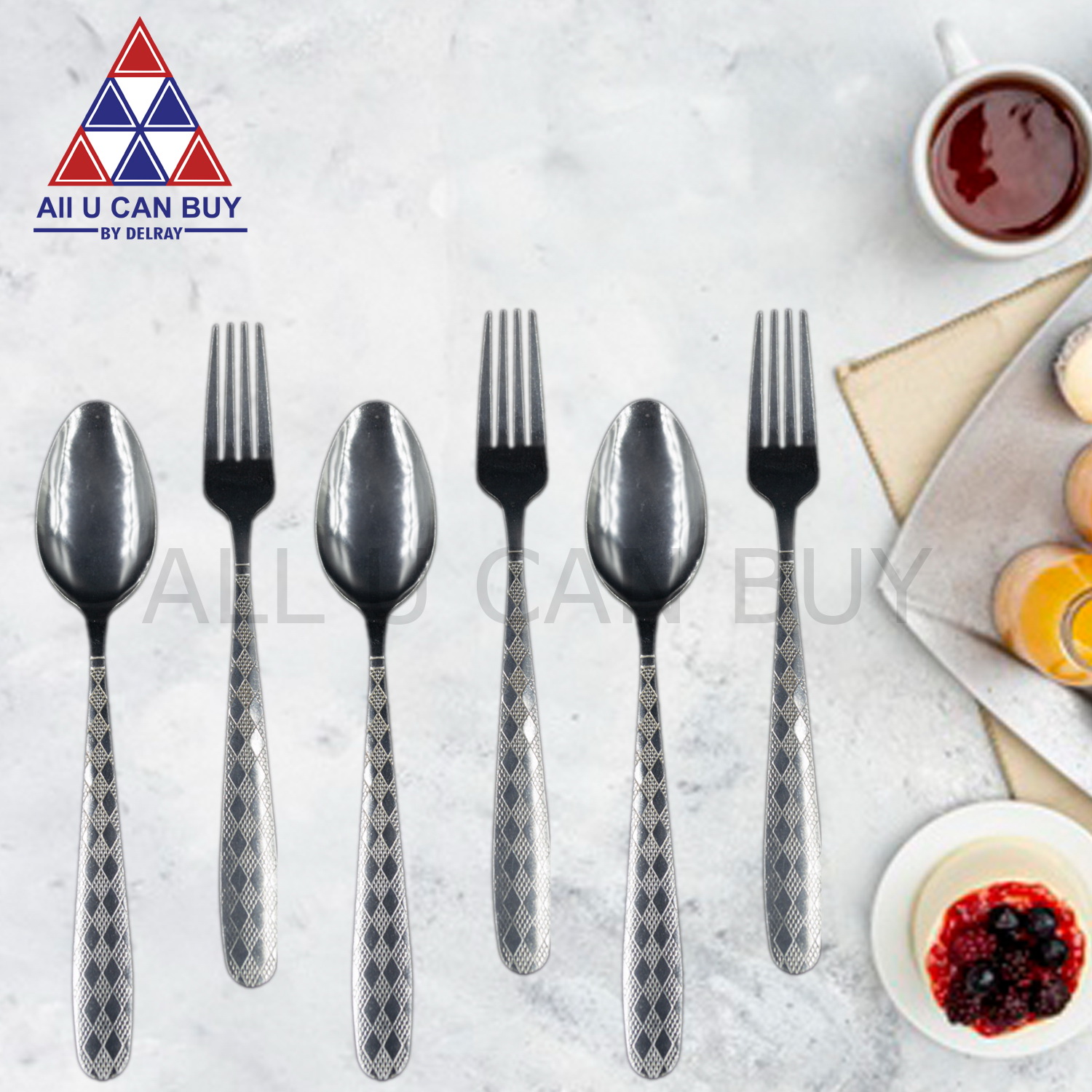 ALL U CAN BUY ช้อน ช้อนส้อม ช้อนสแตนเลส ส้อมสแตนเลสอย่างดี 3 คู่ ราคา 29 บาท*ส่งฟรี