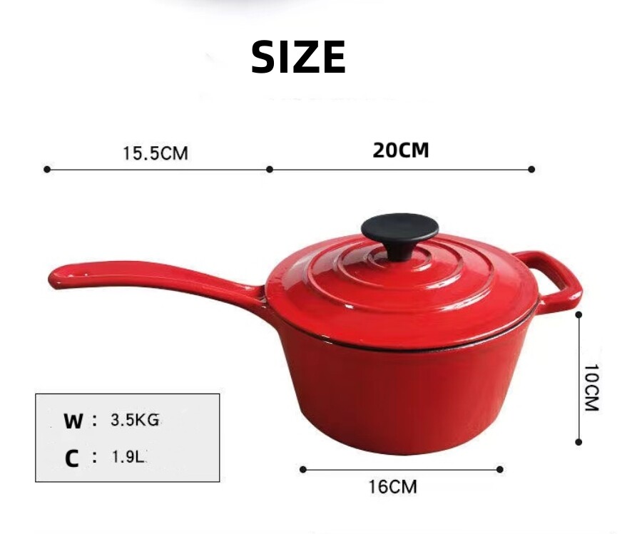 Enameled Cast Iron Saucepan Set for Professional & Home Use - 2.4 Quart -  Heavy Duty Non-Stick Saucepan with Lid for Induction Gas Stoves & All