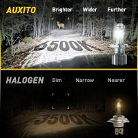 AUXITO 2Pcs 120W 22000LM H4 โปรเจคเตอร์ LED ไฟหน้ารถยนต์ Hi / Lo Beam พร้อมพัดลม Canbus 6500K RHD สีขาว 4300K