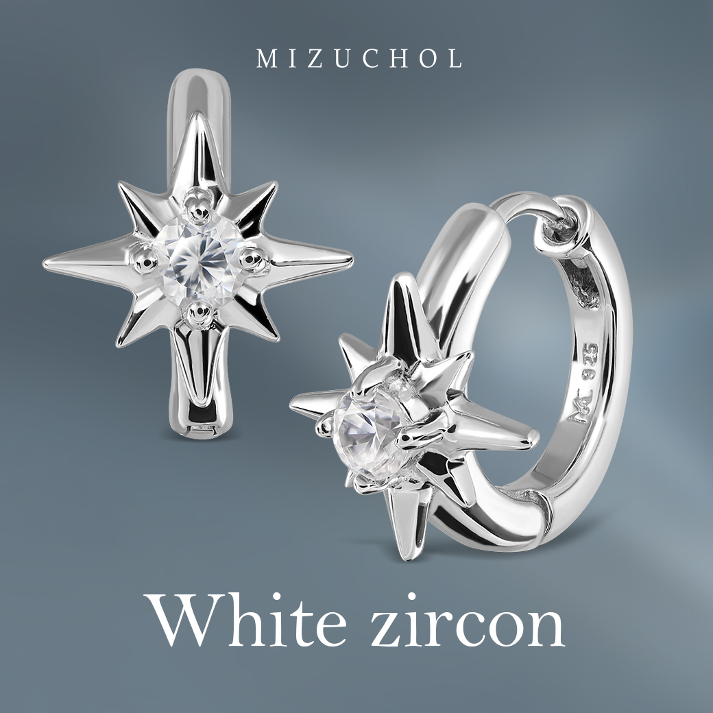 Mizuchol-ต่างหูเงินแท้ชุบทองคำขาว ประดับเพทายแท้ : Frosted Glow Huggie ราคา 2,690 บาท*ส่งฟรี