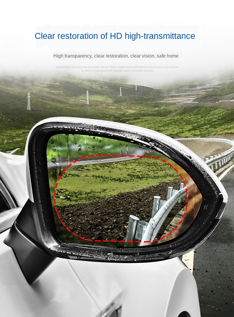 ภาพประกอบคำอธิบาย 【CETH】ฟิล์มติดกระจกข้าง ฟิล์มกันน้ำ ฟิล์มติดกระจกรถ กันหมอกและฝน ฟิล์มกระจกมองหลัง สำหรับติดกระจกมองข้างทั้ง 2 ข้าง