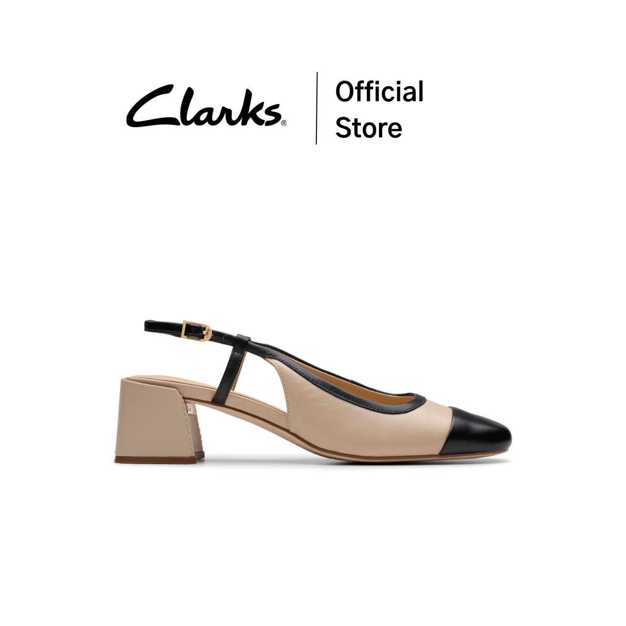 Clarks nyta45 sling sand combi leather women's shoes high heels genuine leather high quality comfortable ราคา 6,890 บาท*ส่งฟรี