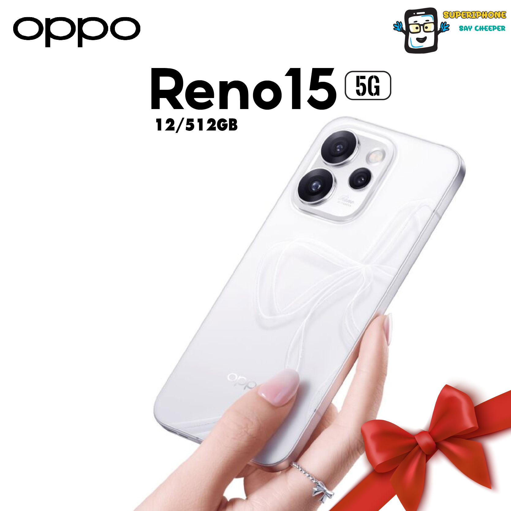 Oppo Reno 15 5g Model (12/512Gb) 6.32-Inch Screen, Maximum Refresh Rate of 120Hz ราคา 18,390 บาท*ส่งฟรี