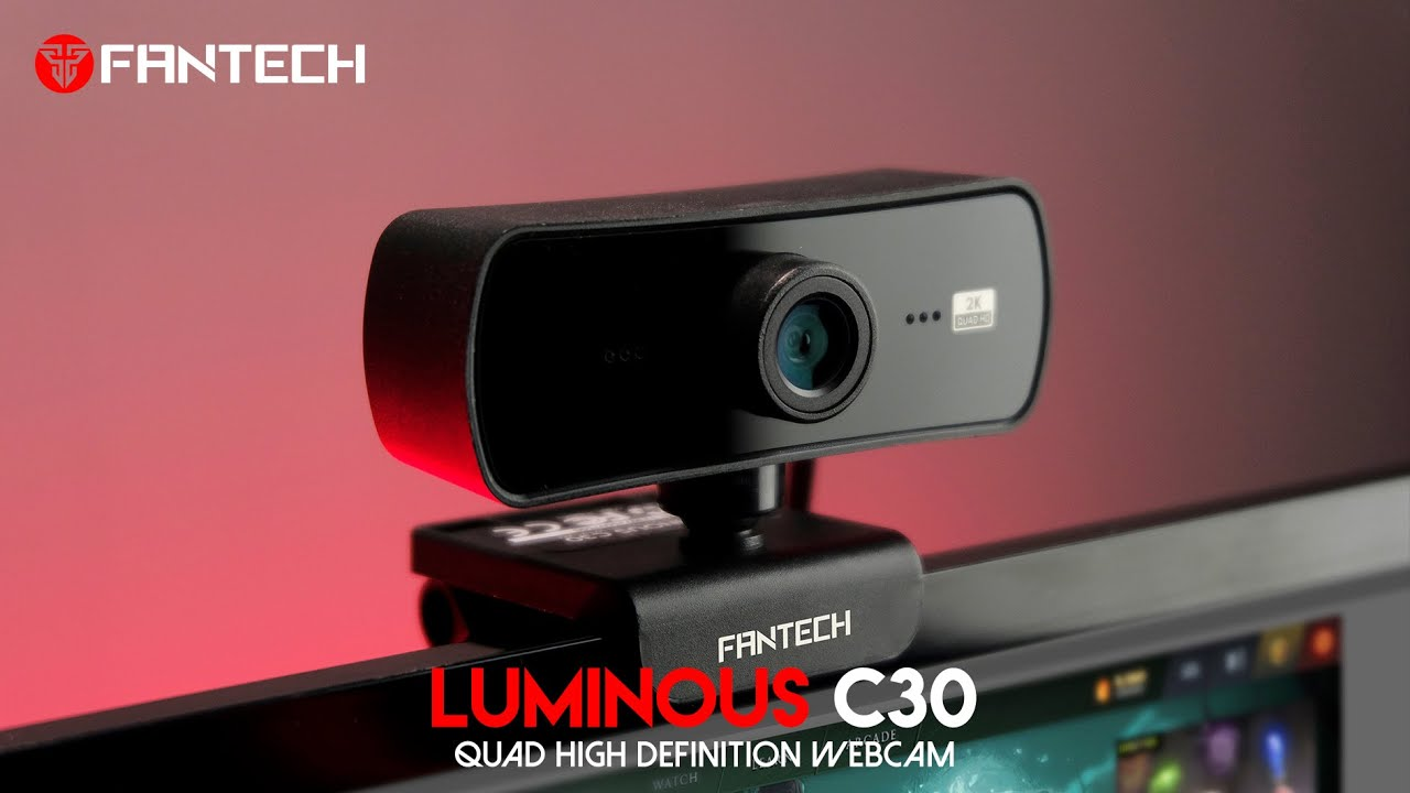 ภาพที่ให้รายละเอียดเกี่ยวกับ Fantech C30 LUMINOUS 2K Webcam กล้องเว็บแคม 2K สตรีมความละเอียด 1440p กล้อง 4 ล้านพิกเซล พร้อมไมค์ในตัว ✔รับประกัน 2 ปี