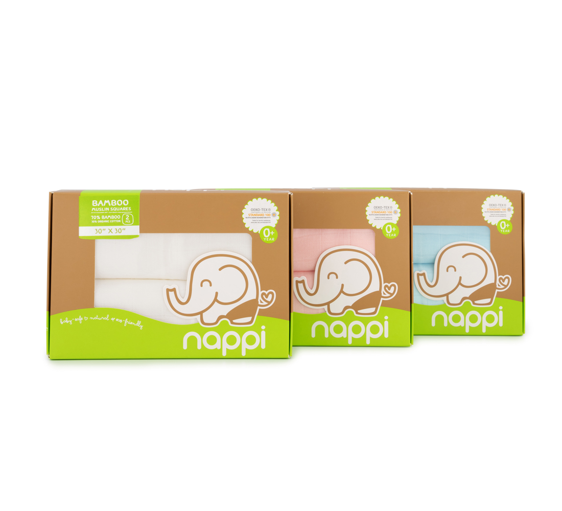 Nappi baby ผ้าอ้อมสาลูใยไผ่เด็กแรกเกิด ขนาด 30x30 นิ้ว ของใช้เด็กเตรียมคลอด นุ่ม ระบายอากาศได้ดี ใช้ได้สารพัดประโยชน์ทั้งพาดบ่า ห่อตัว ราคา 365 บาท*ส่งฟรี