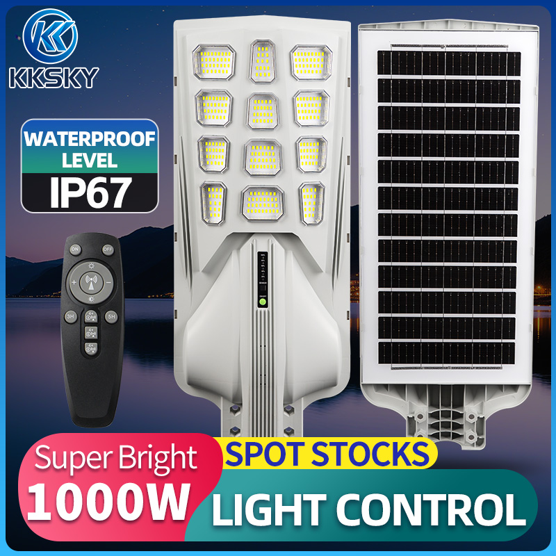 Kksky【Buy 1 Get 1 Free】Solar Cell Street Light 500W 1000W Solar Cell Light Ip67 Waterproof and Lightning-Proof Solar Light White Light Sensor System ราคา 1,588 บาท*ส่งฟรี