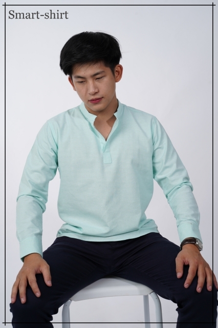 เสื้อเชิ้ต Smart Shirt แบบผ่า คอจีน แขนยาว หลากสี