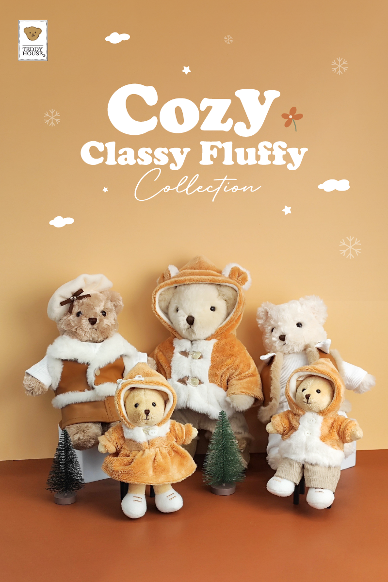 TEDDY HOUSE: Nwe Winter Cozy Classy Fluffy ชุดเสื้อผ้าน้องหมี ขนาด10-31 นิ้ว ราคา 380 บาท*ส่งฟรี
