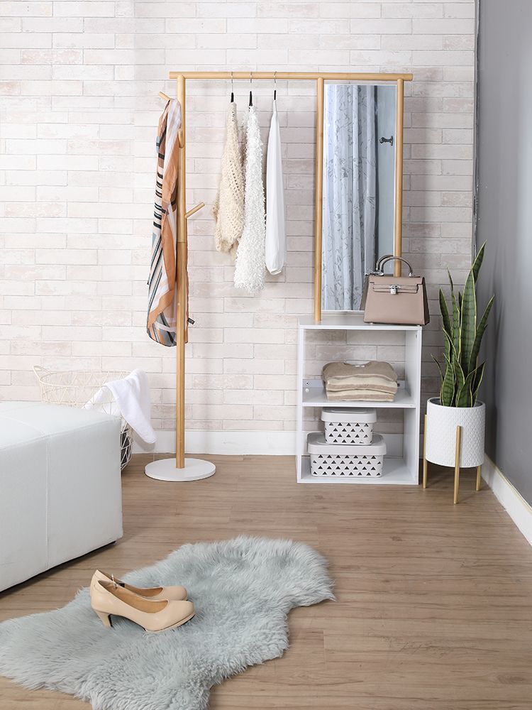 INDEX LIVING MALL WELLY STANDING MIRROR AND RACK HEIGHT 165 CM. - WHITE/NATURAL ราคา 3,190 บาท*ส่งฟรี