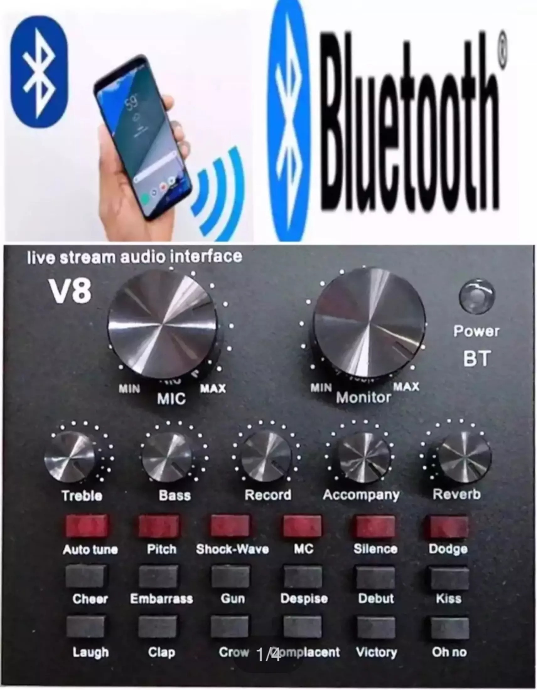 ภาพประกอบคำอธิบาย 【ส่งเร็วร้านไทย】2021 ล่าสุด V8/V8S /V8plus BT USB เสียงชุดหูฟังไมโครโฟน Webcast สดการ์ดเสียงสำหรับโทรศัพท์ มี Blth การ์ดเสียงที่มีฟังก์ชั่นหลากหลาย เอฟเฟ