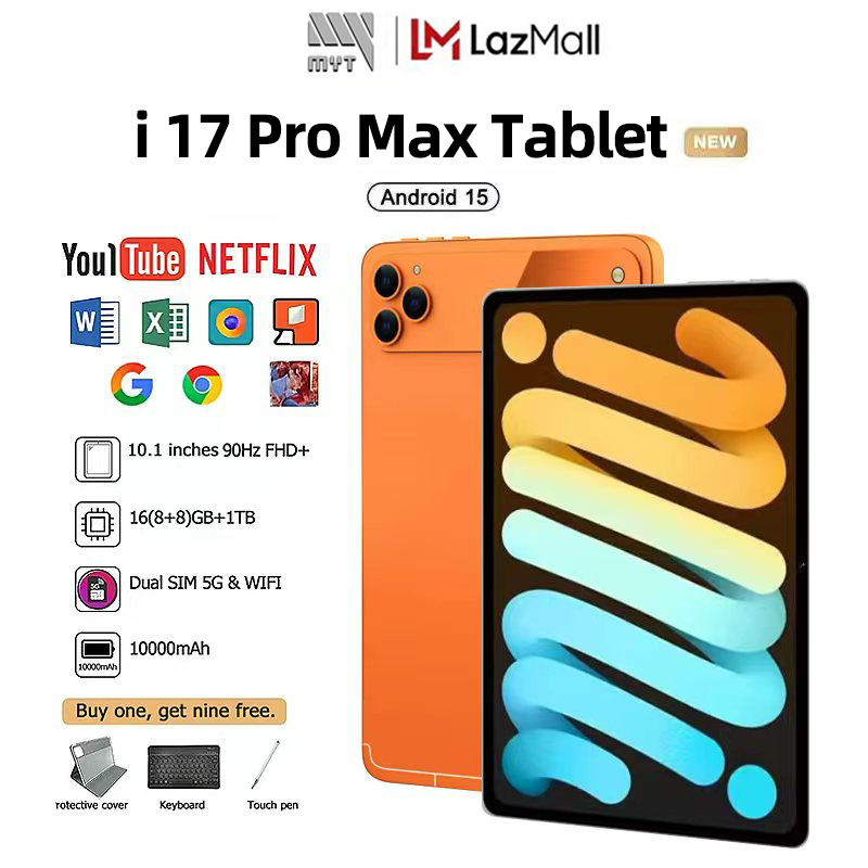 Myt Tablet Supports Sim 2025 Tablet Pc I17 Pro Max Tablet Android 15 10 Inch (Ram 24Gb - Rom 1Tb) Dual Sim 5g Supports All Sim Cards Sim 5g ราคา 3,399 บาท*ส่งฟรี
