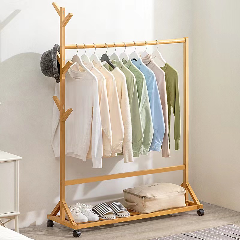 WENEED (พร้อมส่ง) ราวเเขวนเสื้อผ้า ราวตากผ้า ราวตากผ้าไม้  ราวแขวนเสื้อไม้ ที่แขวนกระเป๋า ราวแขวนเสื้ออเนกประสงค์  ราวตากผ้าไม้