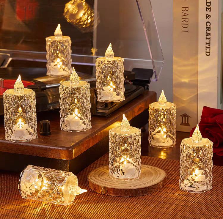 Clear Acrylic Candle, Smokeless Led Candle, Button Battery Model, Model 4132 ราคา 29 บาท*ส่งฟรี