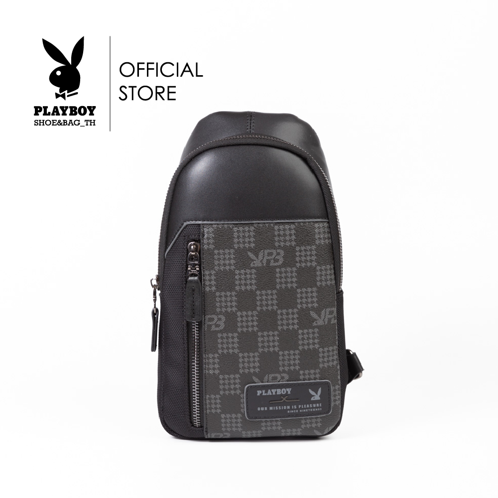 Playboy: Vincent Men's chest bag ST-B243PBM286-BK design men's chest pack PVC male chest pack hot black ราคา 2,552 บาท*ส่งฟรี