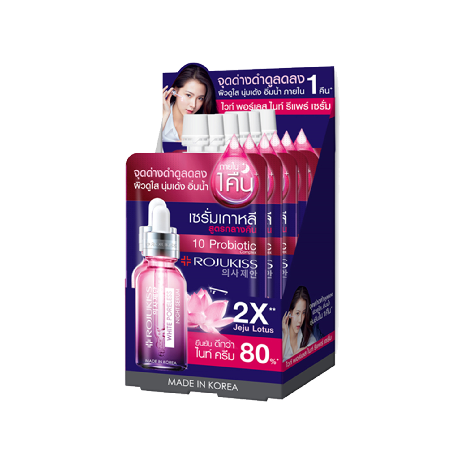 ยกกล่อง 6ซอง) Rojukiss White Poreless Night Repair Serum โรจูคิส