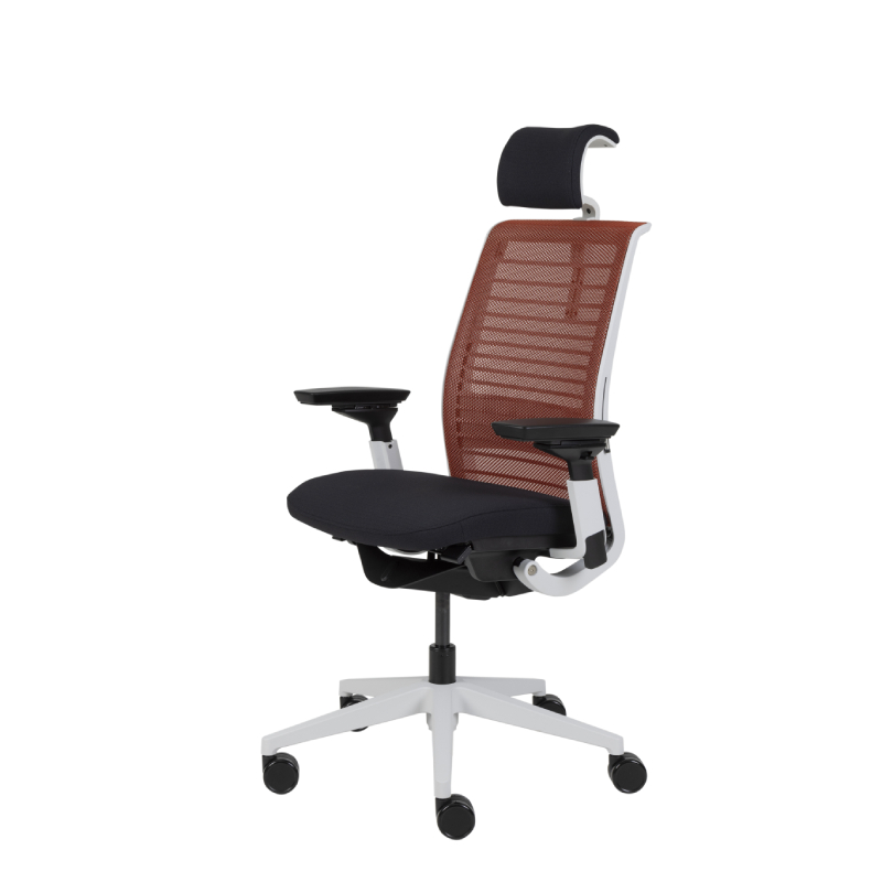 Modernform เก้าอี้เพื่อสุขภาพ Steelcase รุ่น THINK V2 ที่พิงศีรษะ ขาขาว /ADJ.LUMBAR เบาะผ้า/พนักตาข่าย ราคา 31,500 บาท*ส่งฟรี