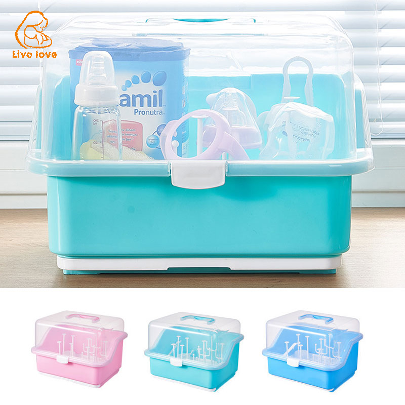 LLกล่องเก็บช้อนส้อมสำหรับเด็กทารก,กล่องเก็บขวดนมกันฝุ่นพร้อมช่องระบายน้ำขนาดกระทัดรัดขนาดใหญ่