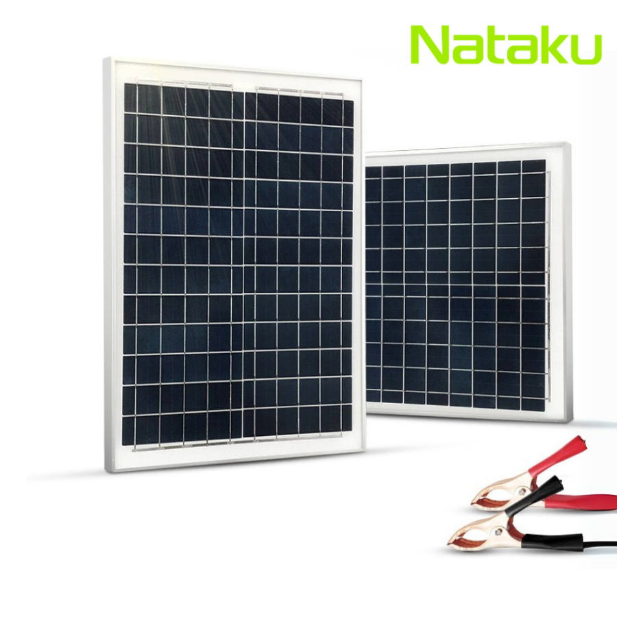 Nataku แผงโซล่าเซลล์ แผ่นโซล่าเซลล์ Solar panel 10W 20W 30W 40W 50W 60W 70W 80W 100w ขนาด 18V สำหรับชาร์จแบตเตอรี่ ราคา 2,199 บาท*ส่งฟรี