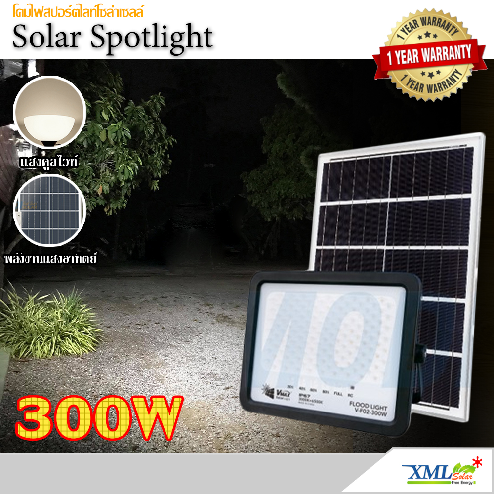 Solar Cell Spotlight 300W (Light: Cool White) Solar Cell Spotlight Solar Cell Spotlight Solar Cell Spotlight Solar Cell Light ราคา 2,250 บาท*ส่งฟรี