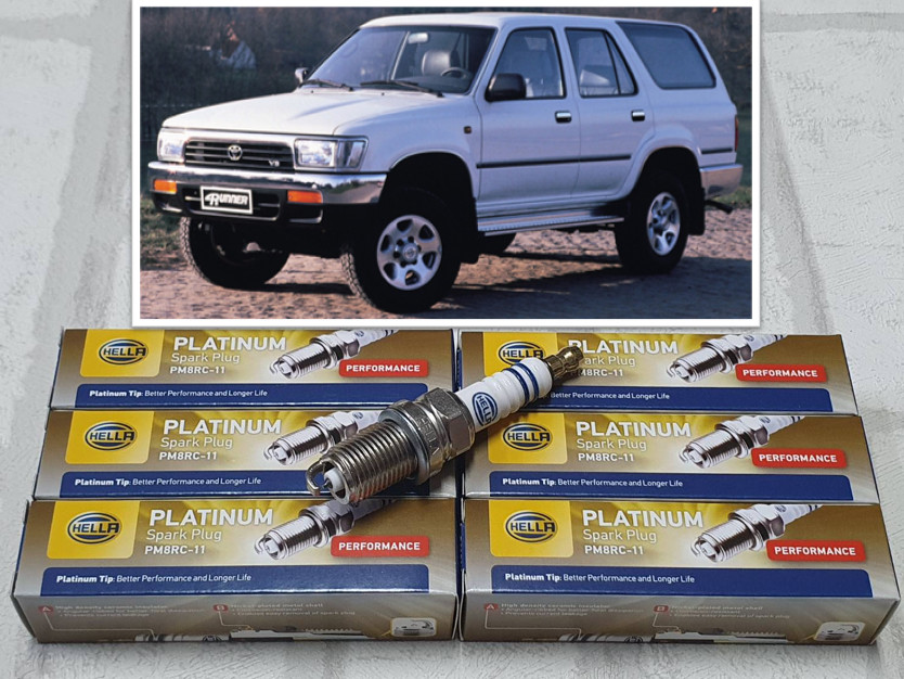 อุปกรณ์ประดับยนต์และชิ้นส่วนยานยนต์ หัวเทียน แพลทตินัม Toyota 4 Runner II ( 1990 - 1995 ) V6 3.0 ชุด 6 หัว ระยะใช้งาน 60000 กม : Hella PM8RC-11