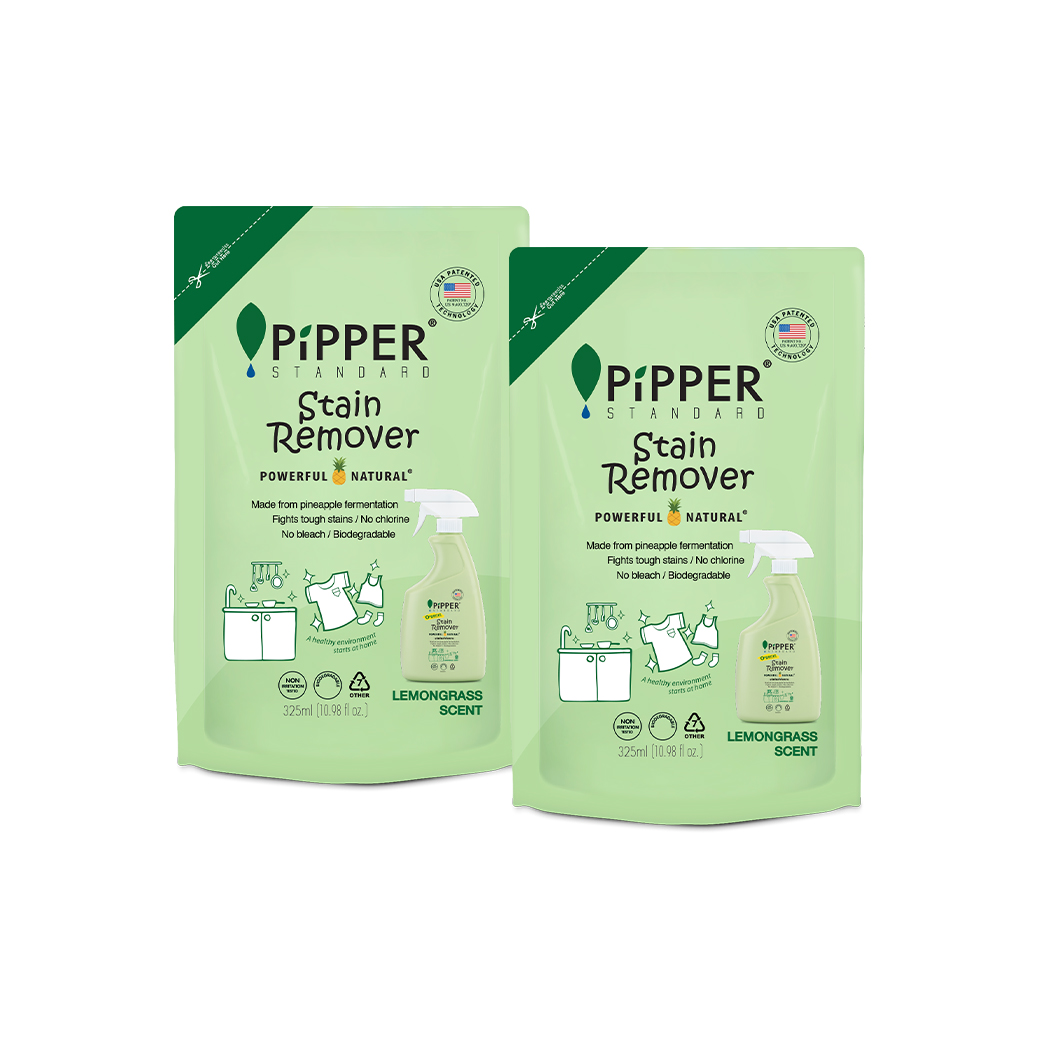 PiPPER STANDARD ผลิตภัณฑ์ขจัดคราบ กลิ่นเลมอนกราส แบบถุงเติม 325 มล. แพ็คคู่ : SRLG325(90320501) = 2 ราคา 224 บาท*ส่งฟรี