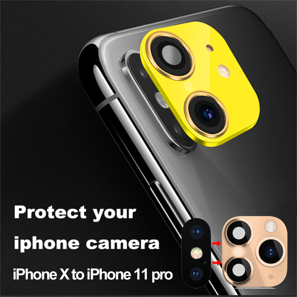 X1A13OFBV โทรศัพท์อัพเกรดสนับสนุนแฟลชป้องกันหน้าจอแก้วสำหรับ iPhone XR X iPhone 11 Pro Max วินาทีเปลี่ยนฝาครอบกรณีปลอมเลนส์กล้องถ่ายรูปสติกเกอร์