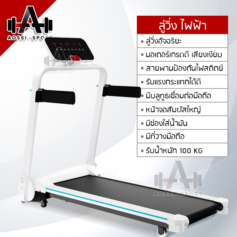 ลู่วิ่งไฟฟ้า เสียงเงียบ ใช้งานง่าย จอแสดงผล LCD ลู่วิ่งในครัวเรือนขนาดเล็กมัลติฟังก์ชั่น 1.75HP