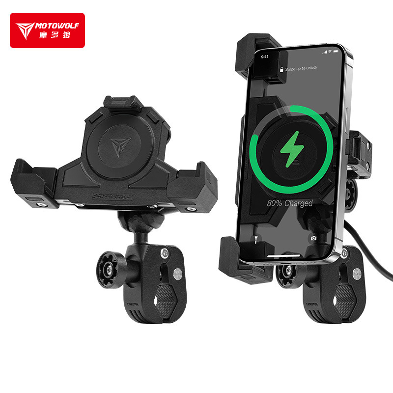 MOTOWOLF Motorcycle Phone Holder USB Wireless Charging Shockproof Bracket Stable Adjustable Quick Release Lock for Honda cfmoto ราคา 788 บาท*ส่งฟรี