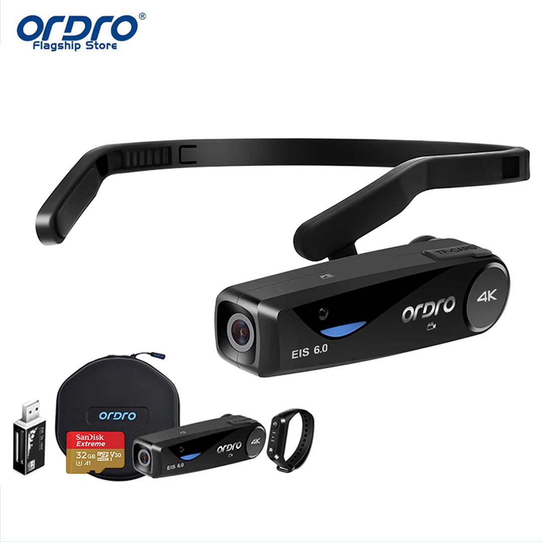 ORDRO EP6plus Camcorder 4K Head Mounted Camera Vlog Camera Recorder Lightweight WiFi Wearable Video Camera ราคา 3,688 บาท*ส่งฟรี