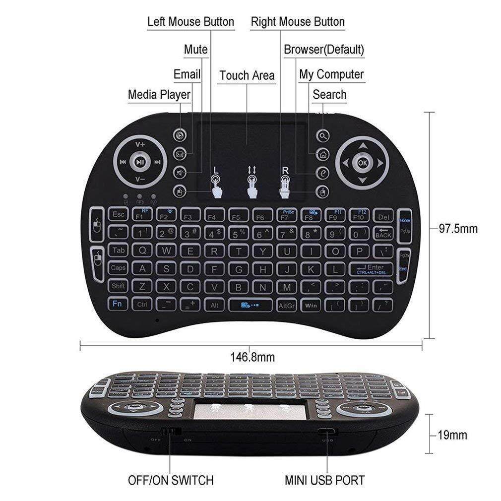 ลองดูภาพสินค้า 【Wireless keyboard แป้นพิมพ】Mini Wireless Keyboard แป้นพิมพ์ภาษาไทย 2.4 Ghz Touch pad คีย์บอร์ด ไร้สาย มินิ ขนาดเล็ก for Android Windows TV Box Smart Phone i8