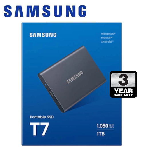 Samsung 1TB T7 Portable SSD USB3.2 (Gray) ราคา 3,899 บาท*ส่งฟรี