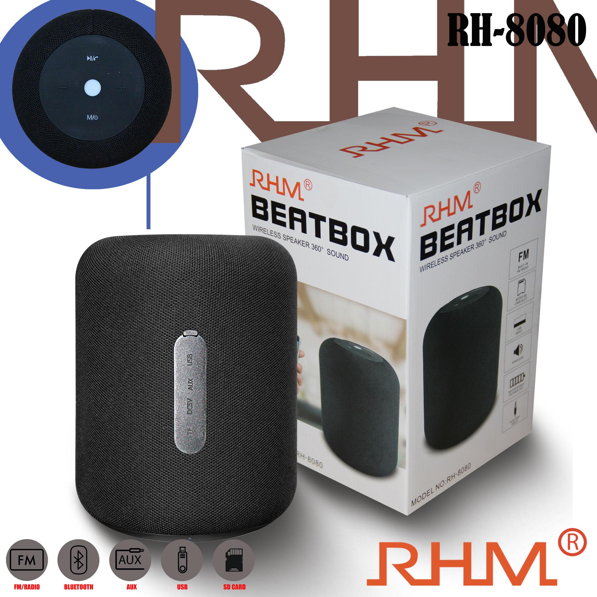 ดูภาพ ลำโพงบลูทูธ RHM รุ่น RH-8080 ลำโพงขนาดพกพา Super Bass Bluetooth speaker wirelss speaker 360? เพิ่มเติม ลำโพงบลูทูธ RHM รุ่น RH-8080 ลำโพงขนาดพกพา Super Bass Bluetooth speaker wirelss speaker 360?