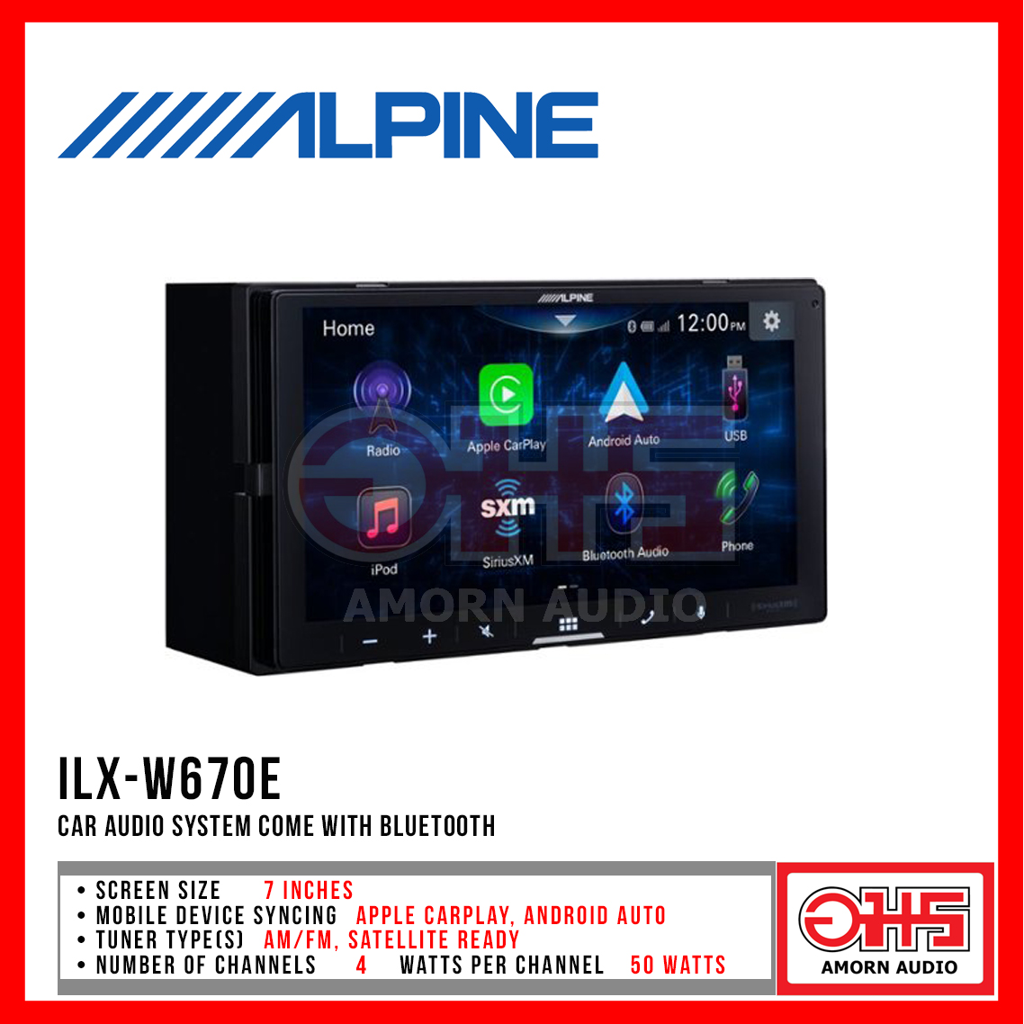 อุปกรณ์ประดับยนต์และชิ้นส่วนยานยนต์ Alpine iLX-W670E วิทยุ 2din 7" / แอนดรอยด์ออโต้ / แอปเปิ้ลคาร์เพลย์ / USB AUX / BLUETOOTH / AMORN AUDIO