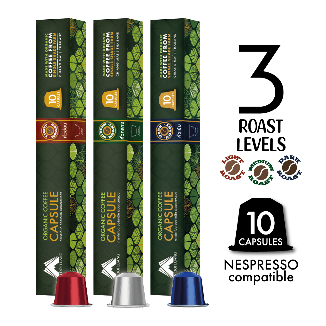 กาแฟออร์แกนิค ม่อนดอยหลวง - กาแฟแคปซูล (10 แคปซูล) (Nespresso Compatible)
