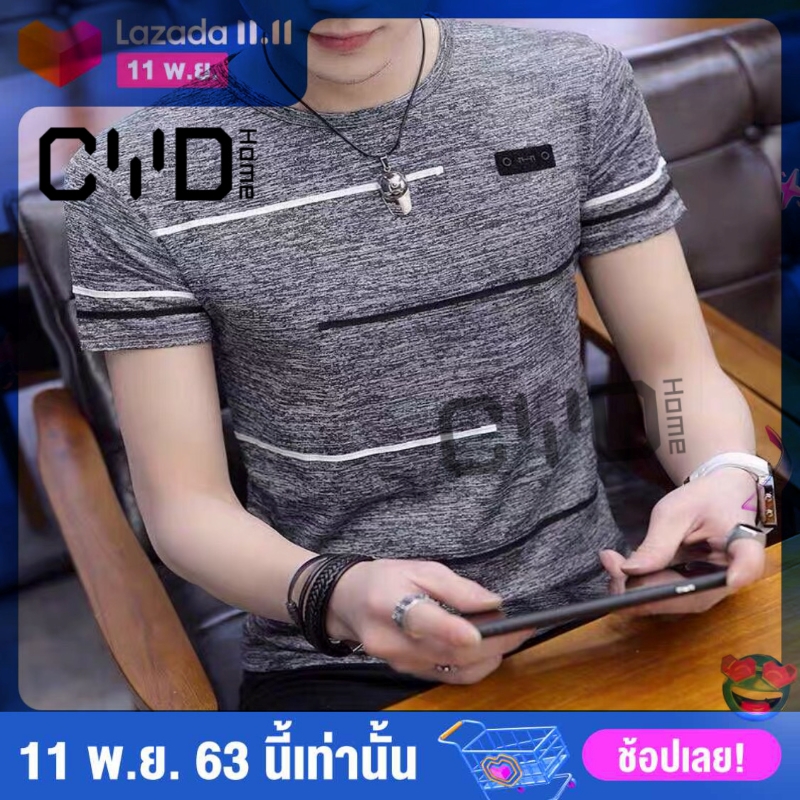 CYDชายฤดูร้อนแห้งเร็วกีฬาชายเสื้อยืดรอบลำลองแขนสั้น Tee